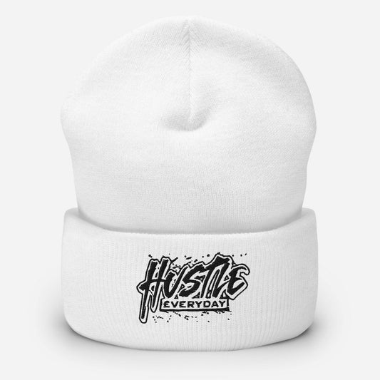 Black Hustle £veryday Cuffed Beanie - HUSTLE £VERYDAY