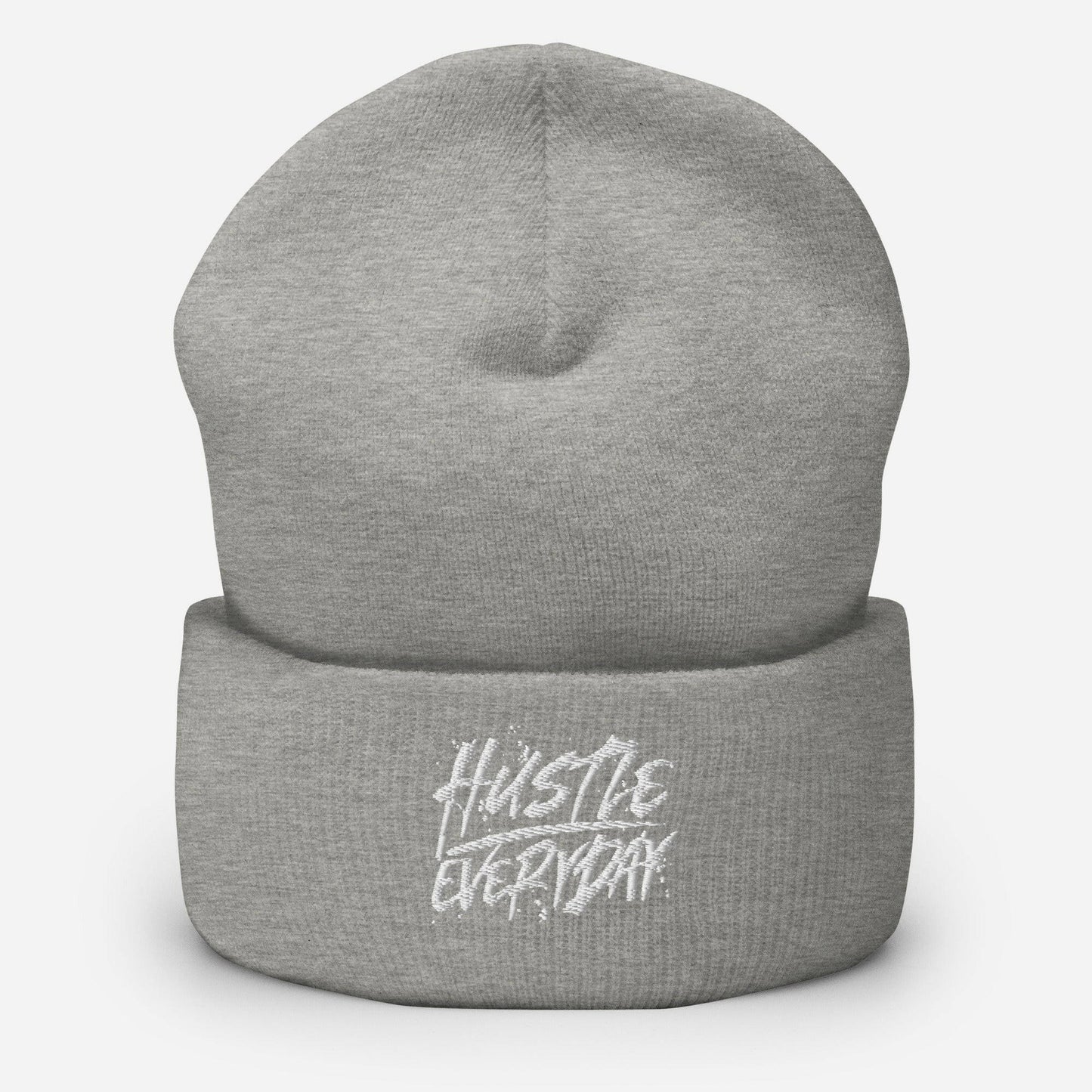 White Hustle Everyday Cuffed Beanie - HUSTLE £VERYDAY