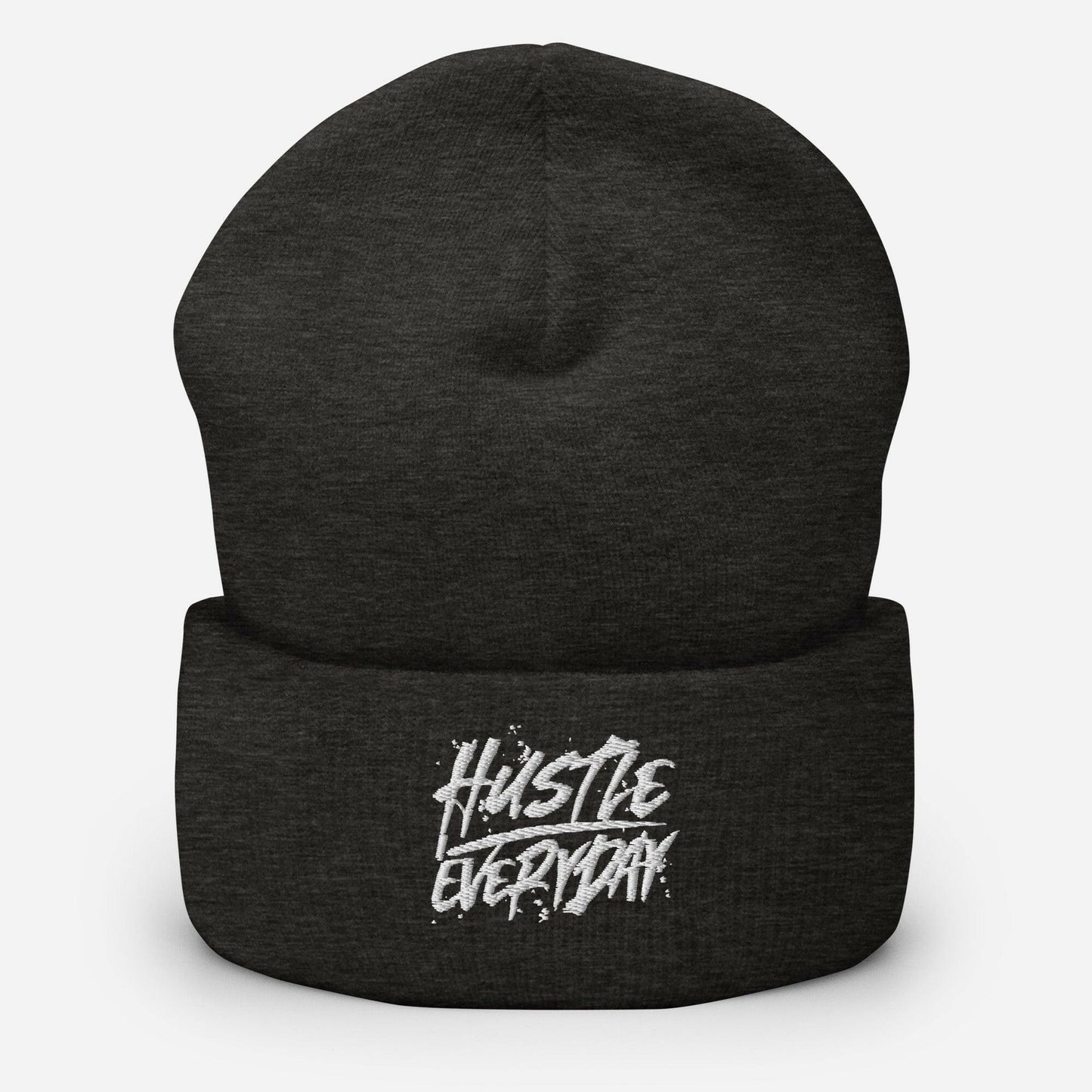 White Hustle Everyday Cuffed Beanie - HUSTLE £VERYDAY