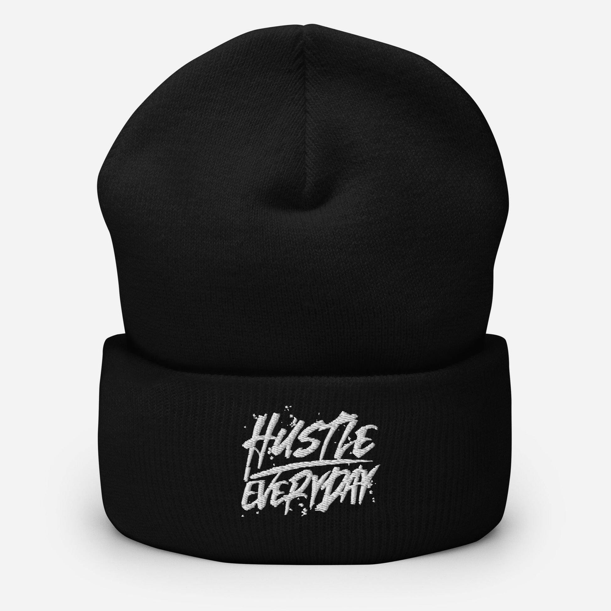 White Hustle Everyday Cuffed Beanie - HUSTLE £VERYDAY