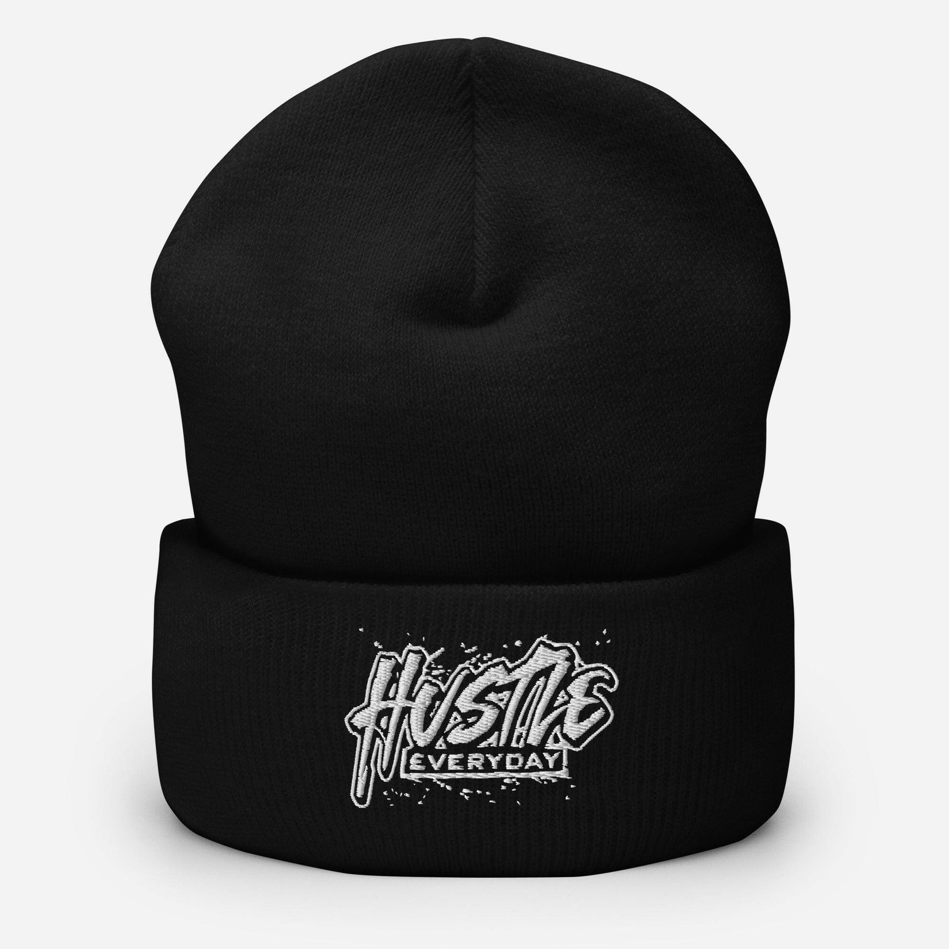 White Hustle £veryday Cuffed Beanie - HUSTLE £VERYDAY