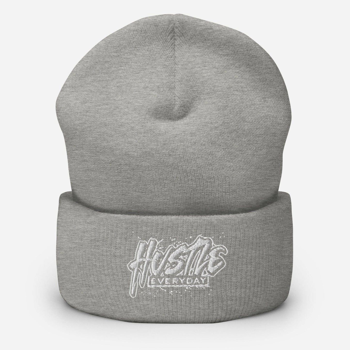 White Hustle £veryday Cuffed Beanie - HUSTLE £VERYDAY